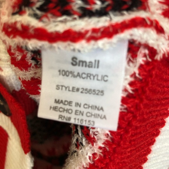 Poof Santa Hat Button Down Ugly Christmas Cardigan NWT - Picture 7 of 7